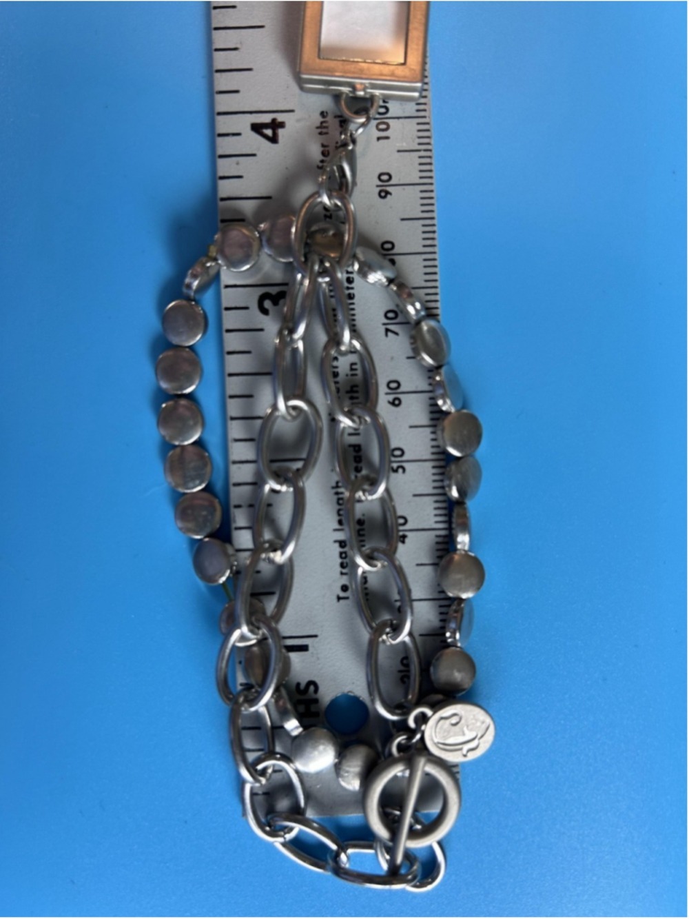 Stampin Up Bracelet Silver Tone Beaded Chain Charm Love Toggle Womens Jewelry - Picture 7 of 7